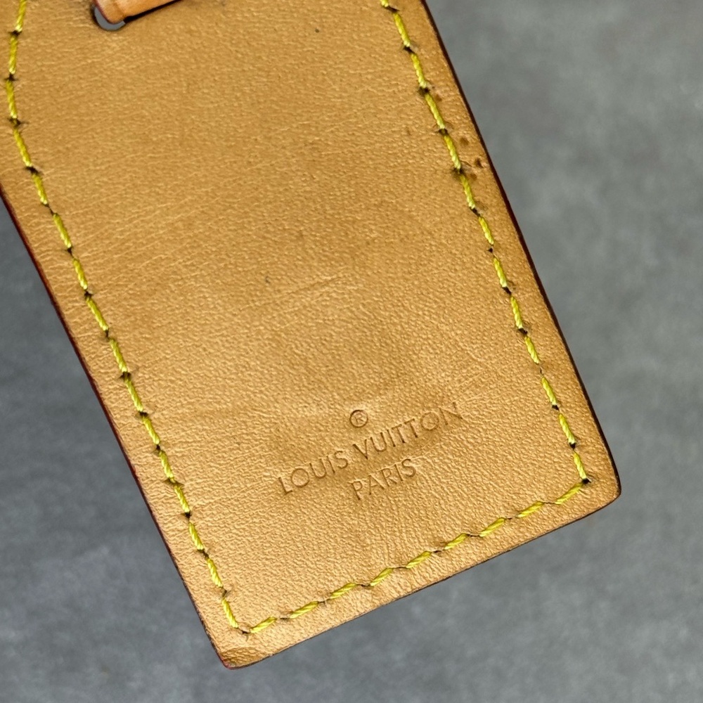 Louis Vuitton Tan Leather Luggage Tag with Gold LV Logo - Picture 5 of 5